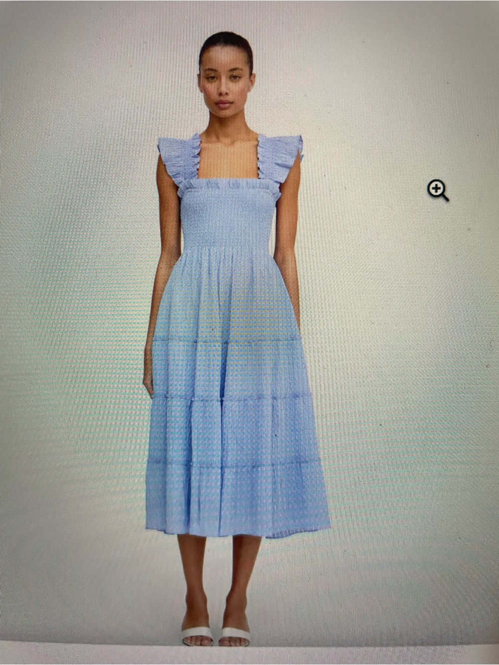 Hill House Powder Blue Ruffled Strap Smocked Midi Dress